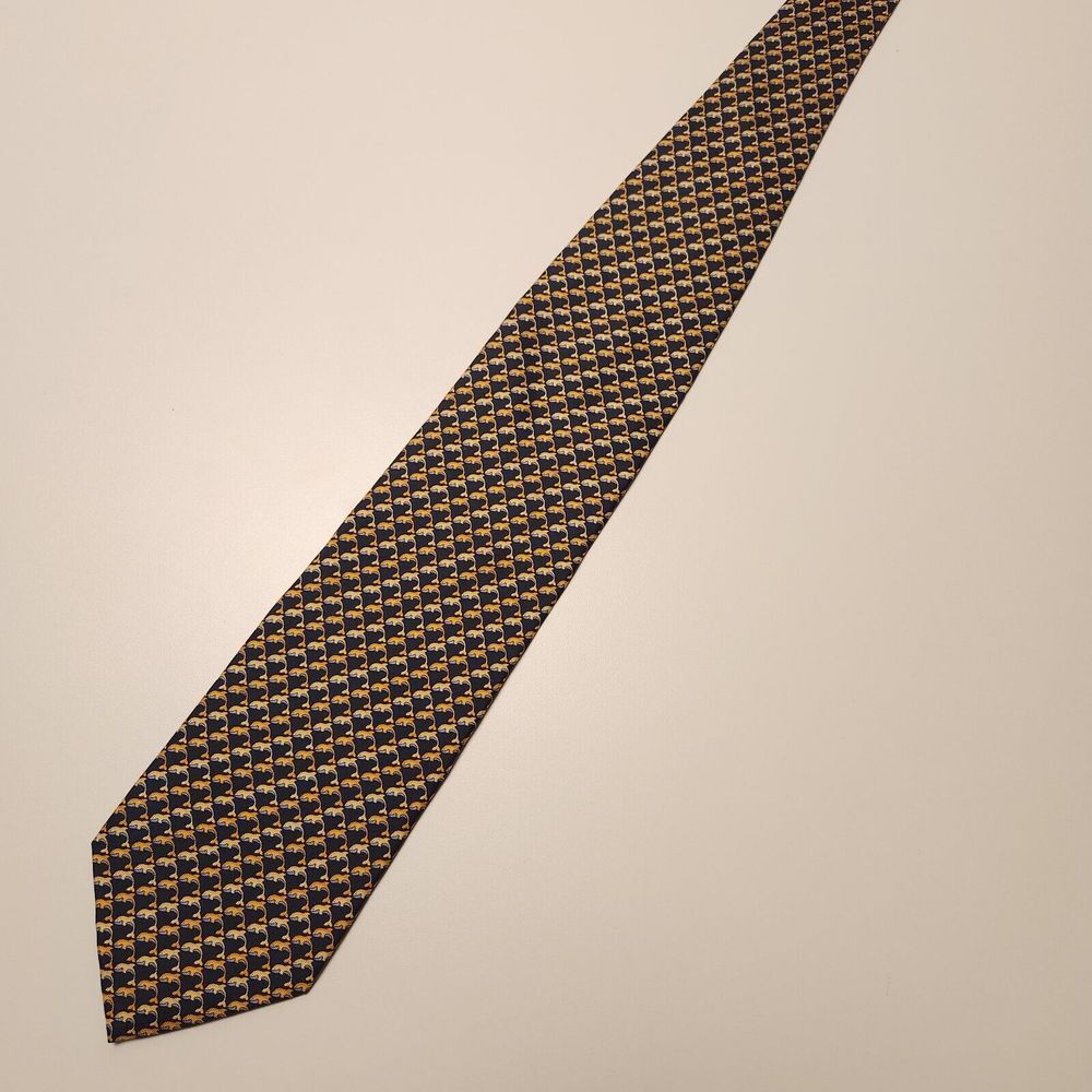 Andre Valentino Men's Tie Black w/ Whales ‎ 100% Silk 58"